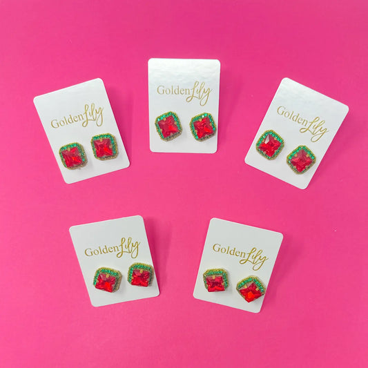 Christmas Rhinestone Stud Earrings