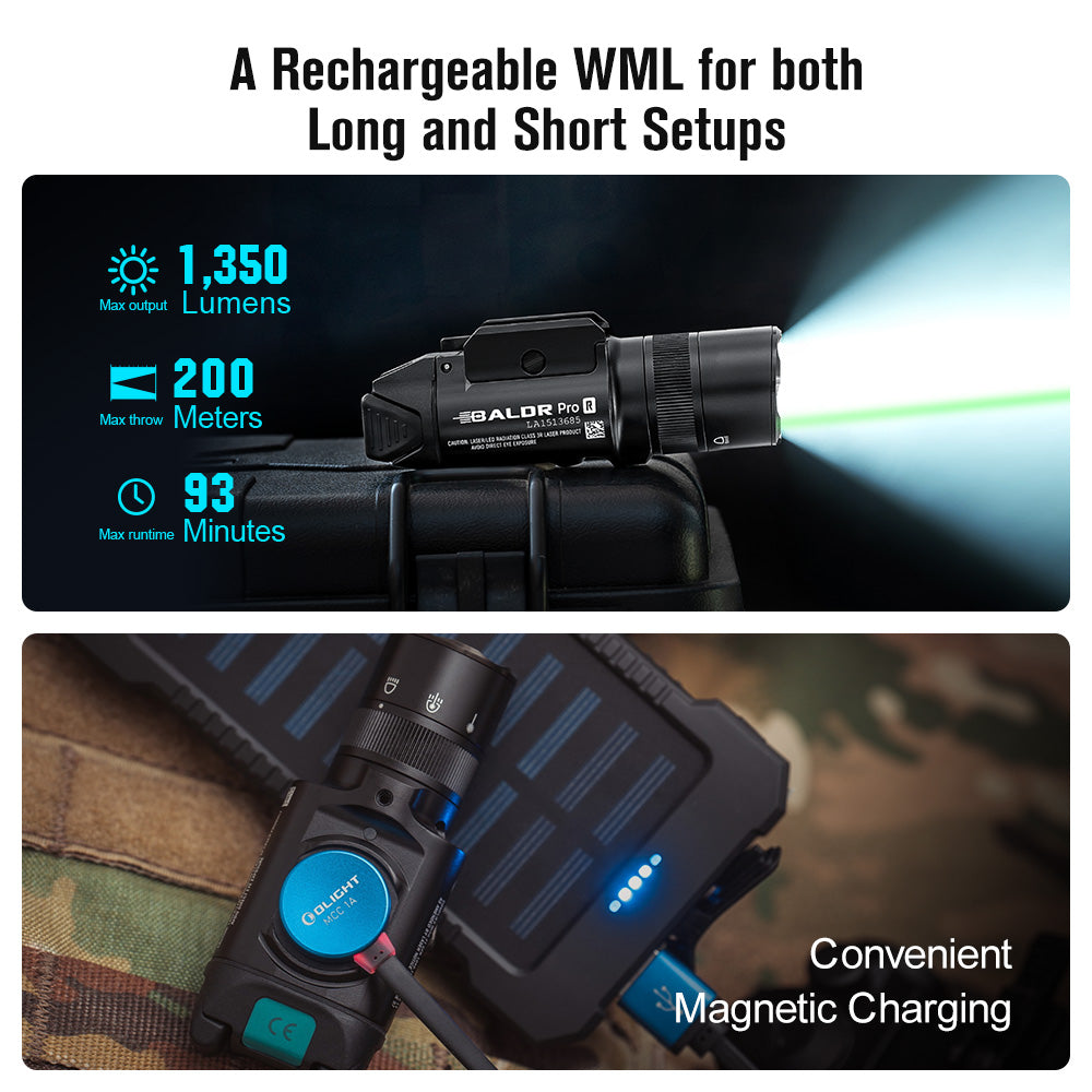 Baldr Pro R Rechargeable Tactical Light with Green Laser