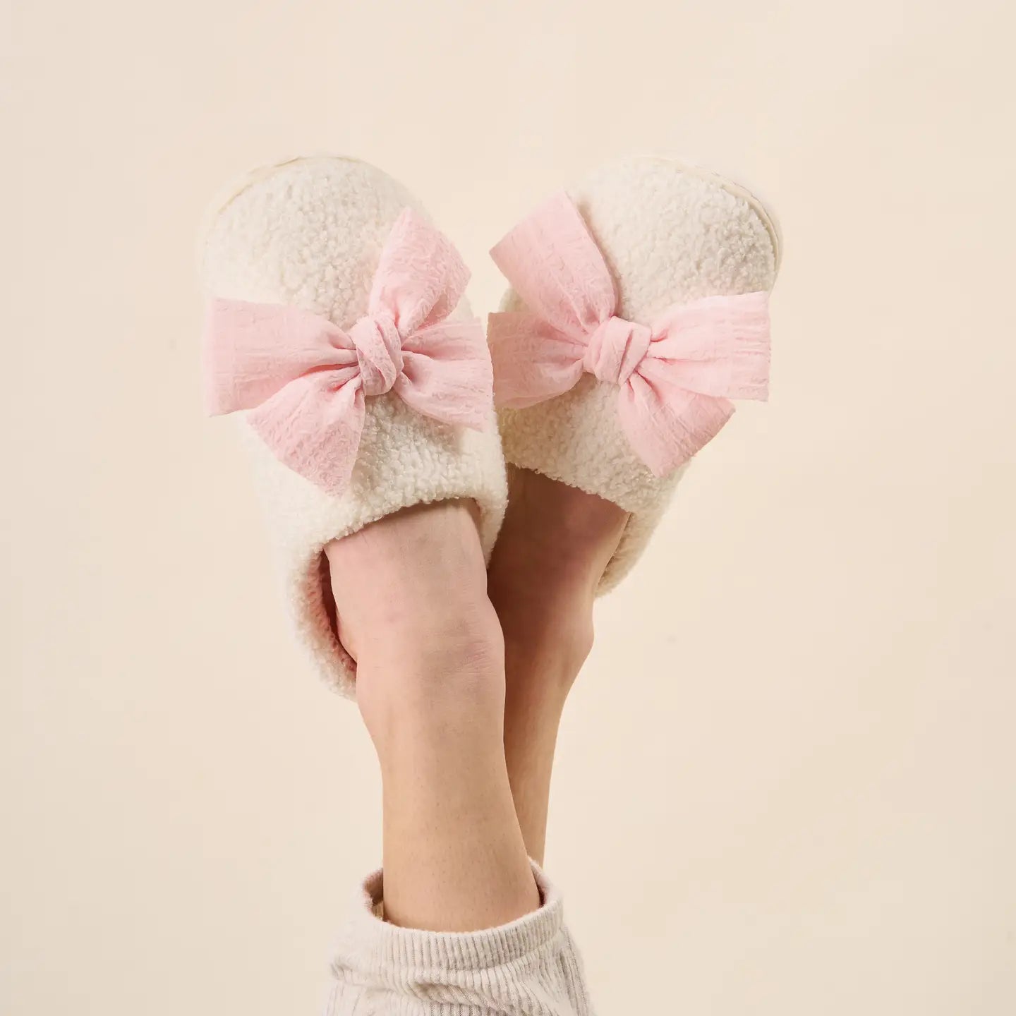 Betty Blush Bow Slippers