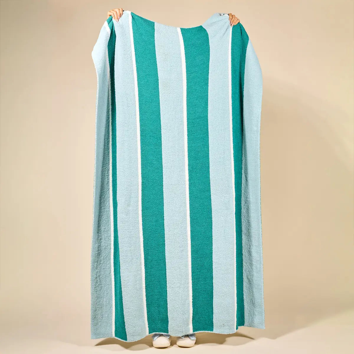 Sicily Teal Stripes Luxe Blanket