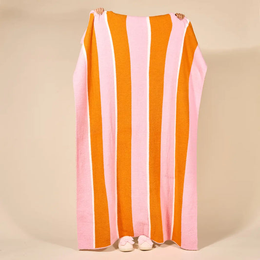 Sicily Pink Stripes Luxe Blanket