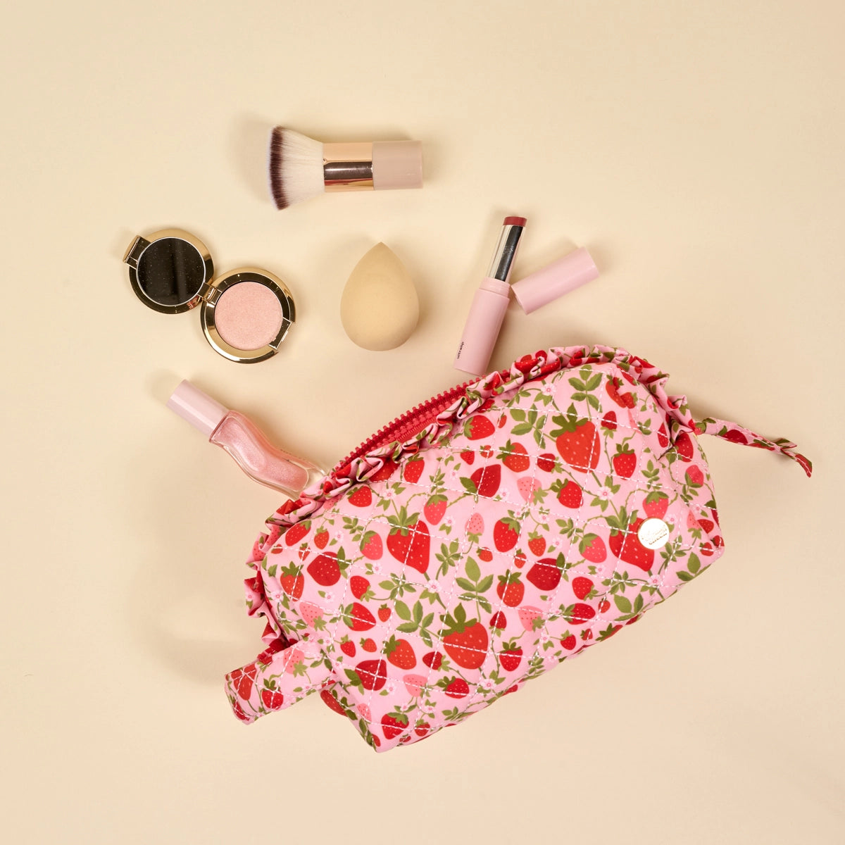 Strawberry Fields Quilted Pouch