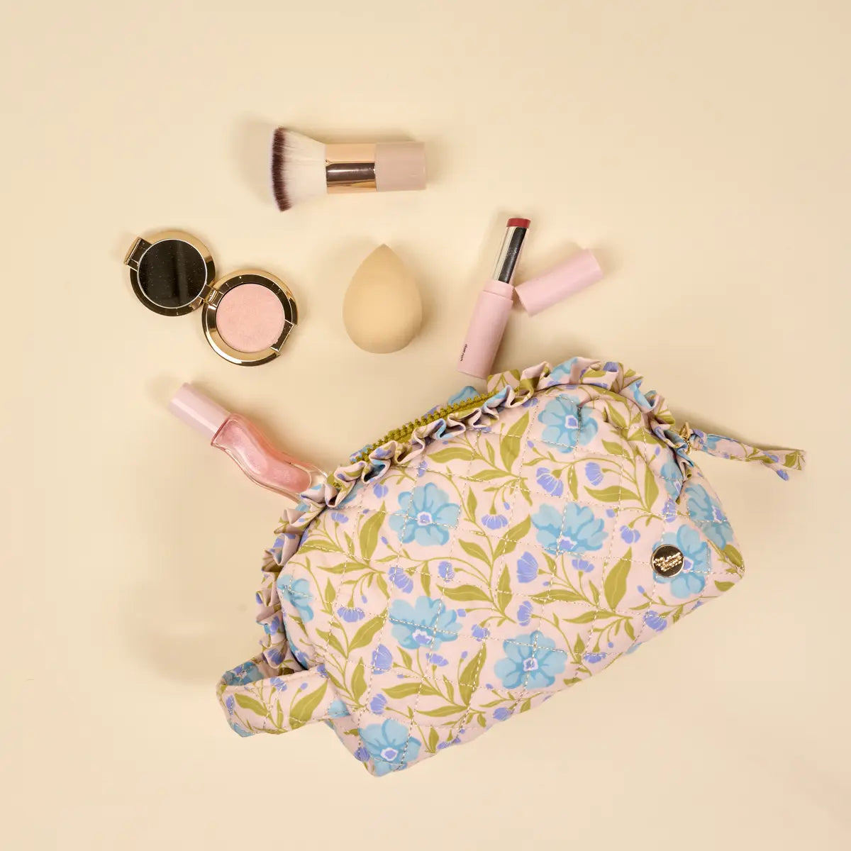 Poppin’ Aqua Petals Quilted Pouch