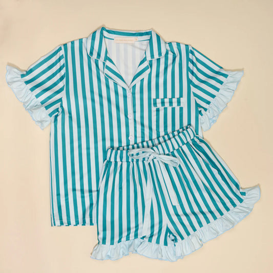Sicily Teal Stripes Pajama Set