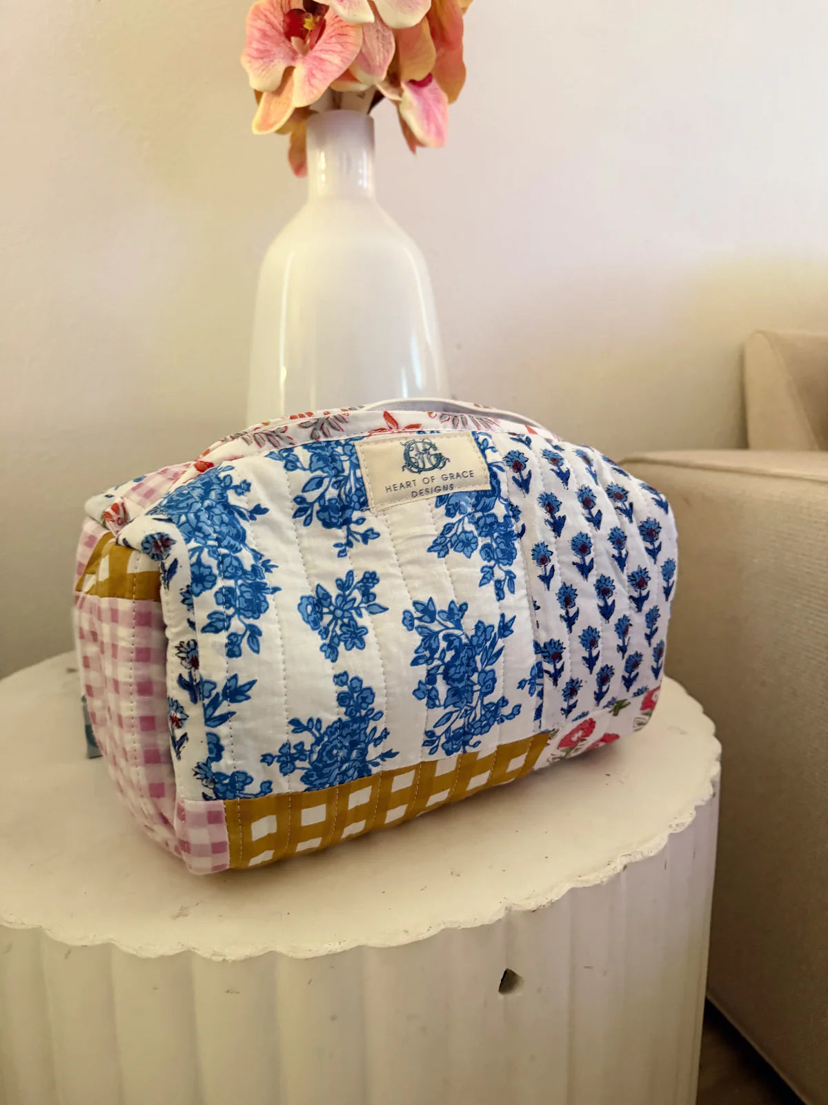 Tea Garden Quilted Cosmetic Bag