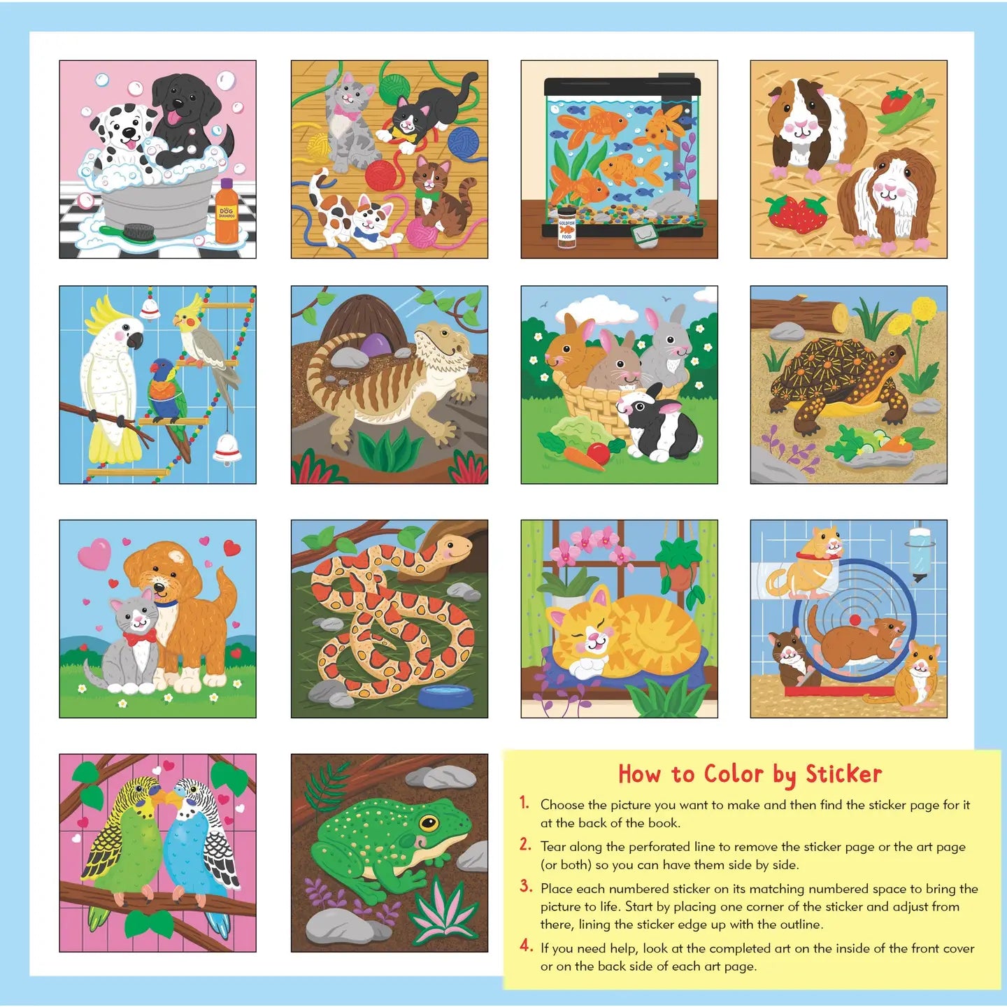 Color by Sticker: Pets