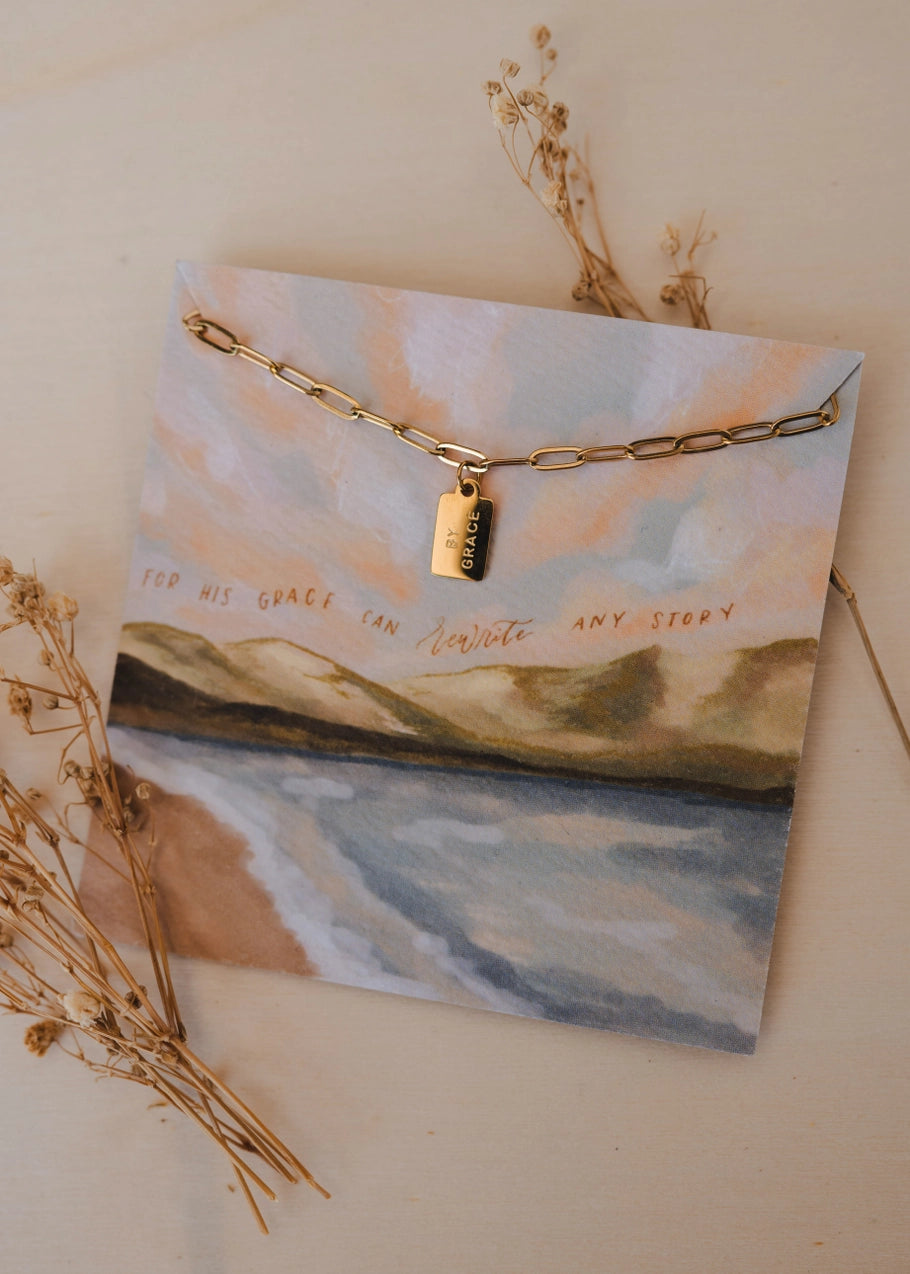 By Grace Mini Tag Necklace | Christian Jewelry