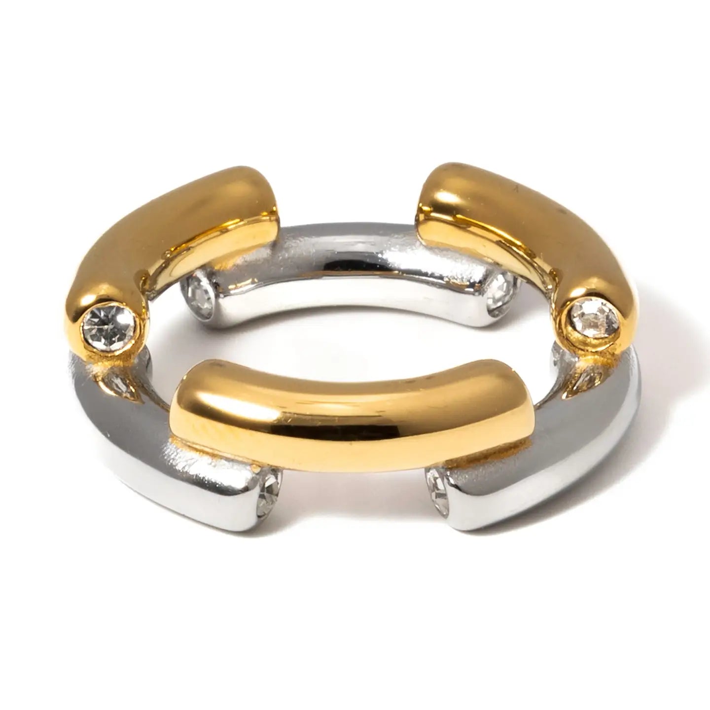 Two-Tone Crystal Ring
