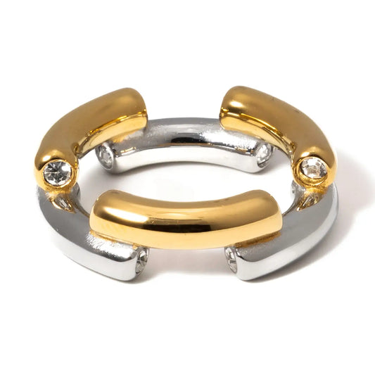 Two-Tone Crystal Ring