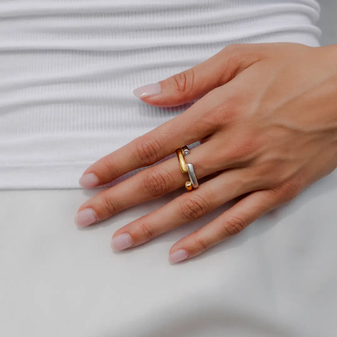 Two-Tone Crystal Ring