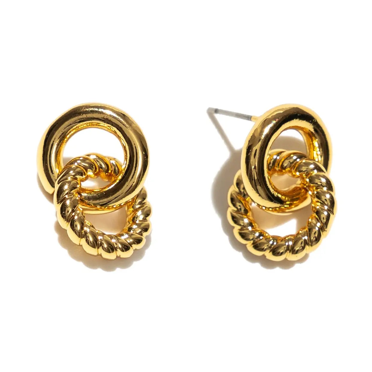 18k Gold Smooth and Twist Studs 714
