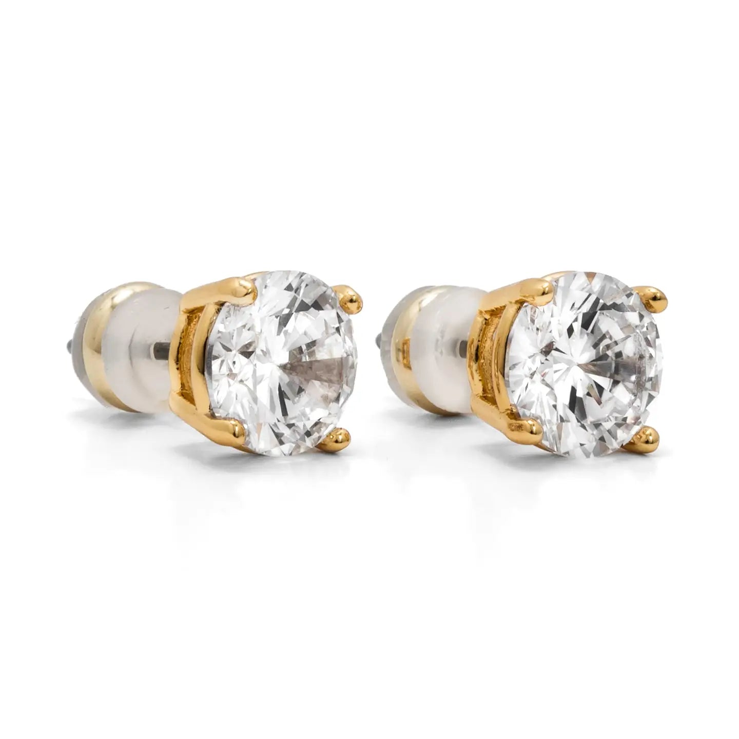 Demi-Fine 8mm Round Solitaire Stud Earrings – Gold 800