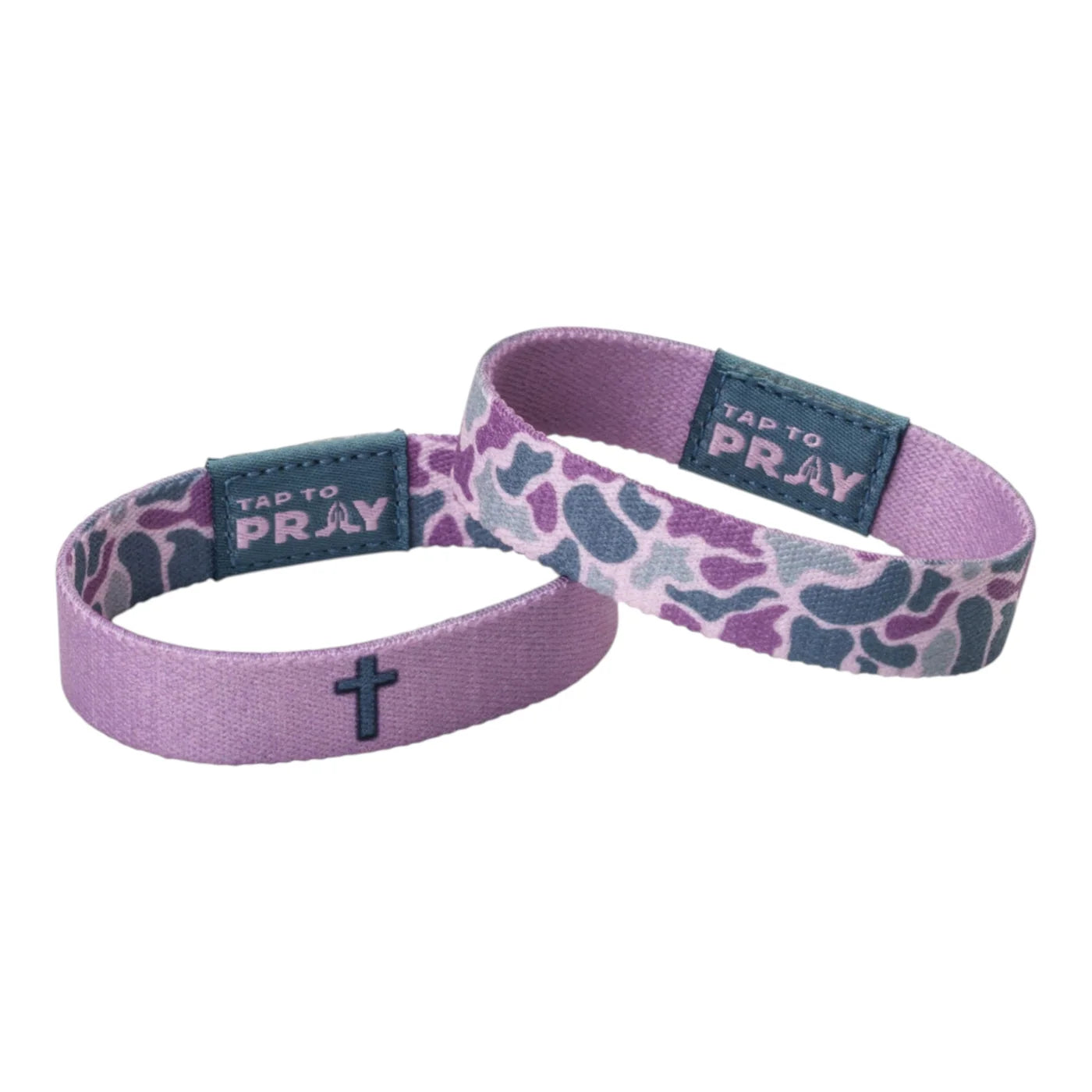 Tap To Pray Wristband: Lilac Camo Cross