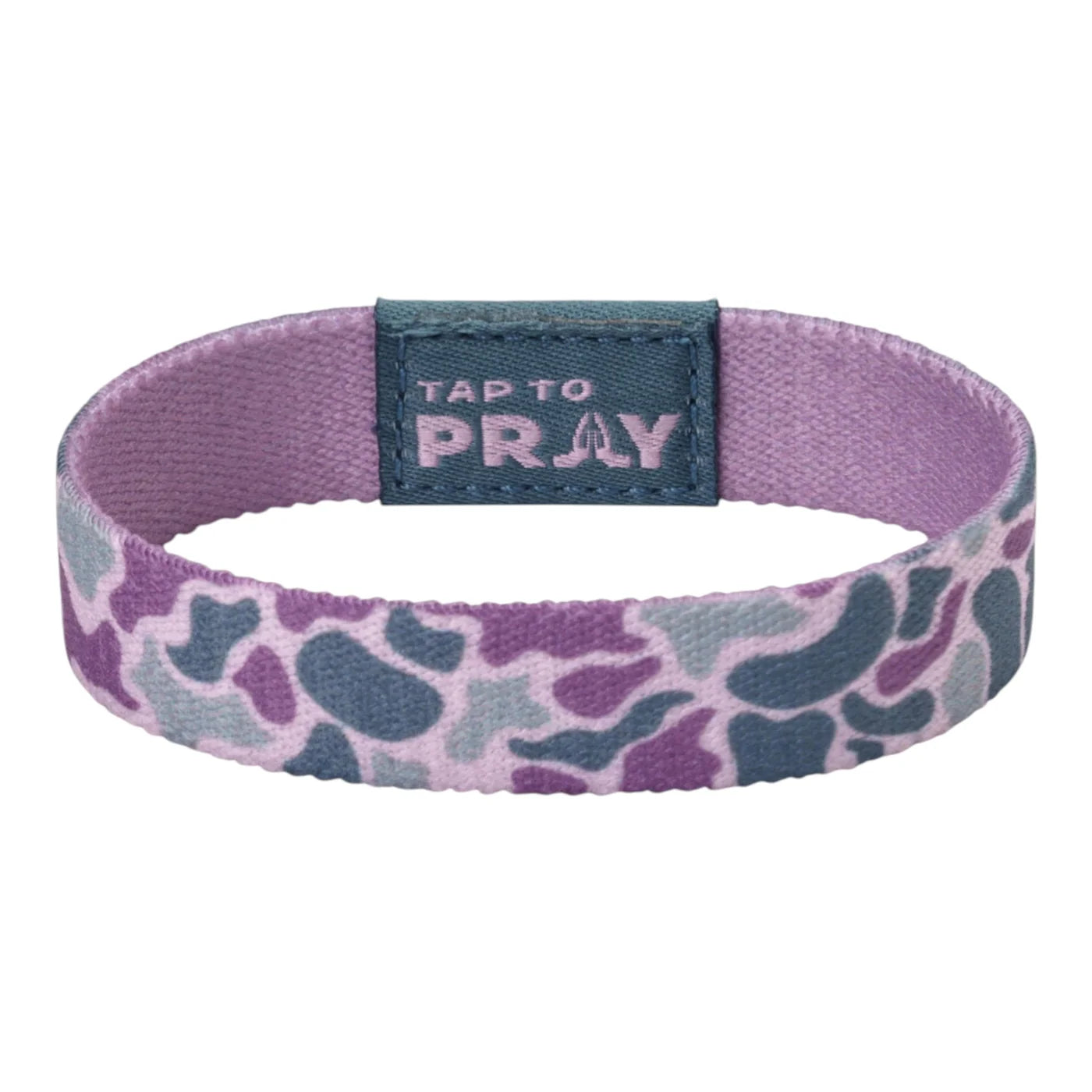 Tap To Pray Wristband: Lilac Camo Cross