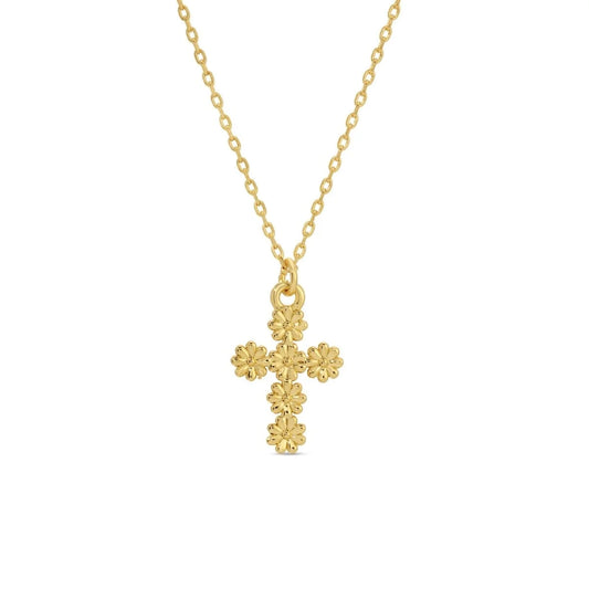 Floral Cross Pendant Necklace