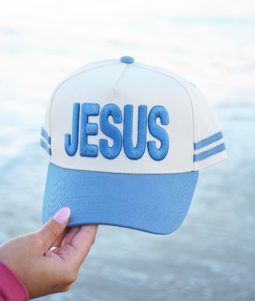 Blue Vintage Jesus Trucker Hat