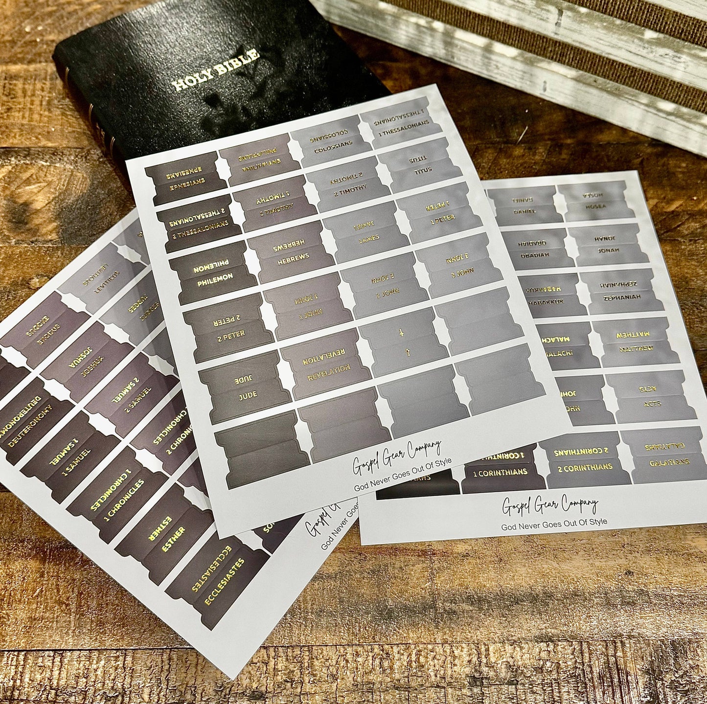 Gold Foil Smoky Coal Bible Tabs