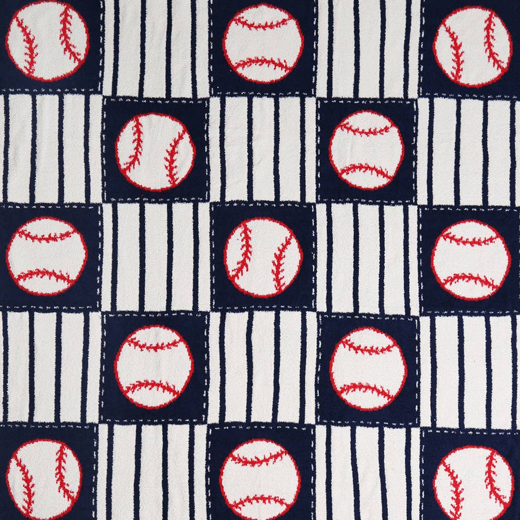 Baseball Pattern Print Cozy Throw Blanket