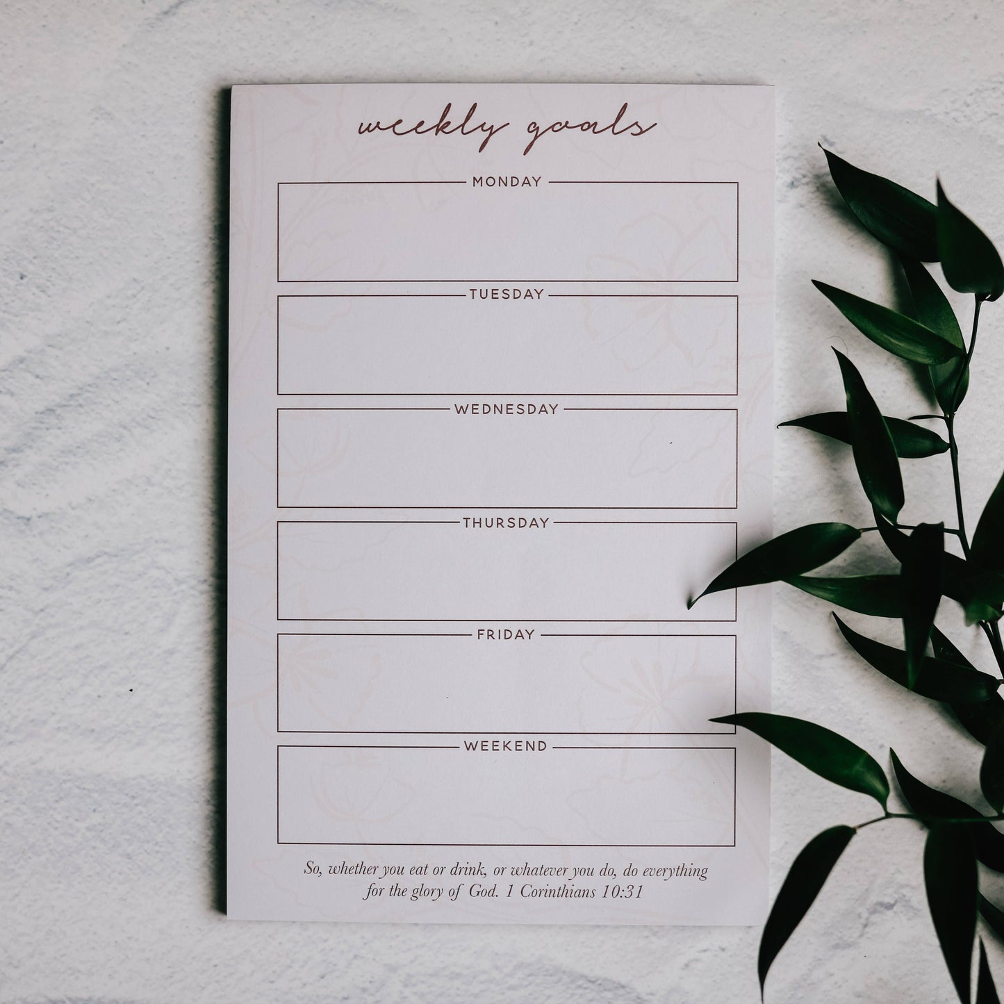 Weekly Goals Notepad | Blush Floral