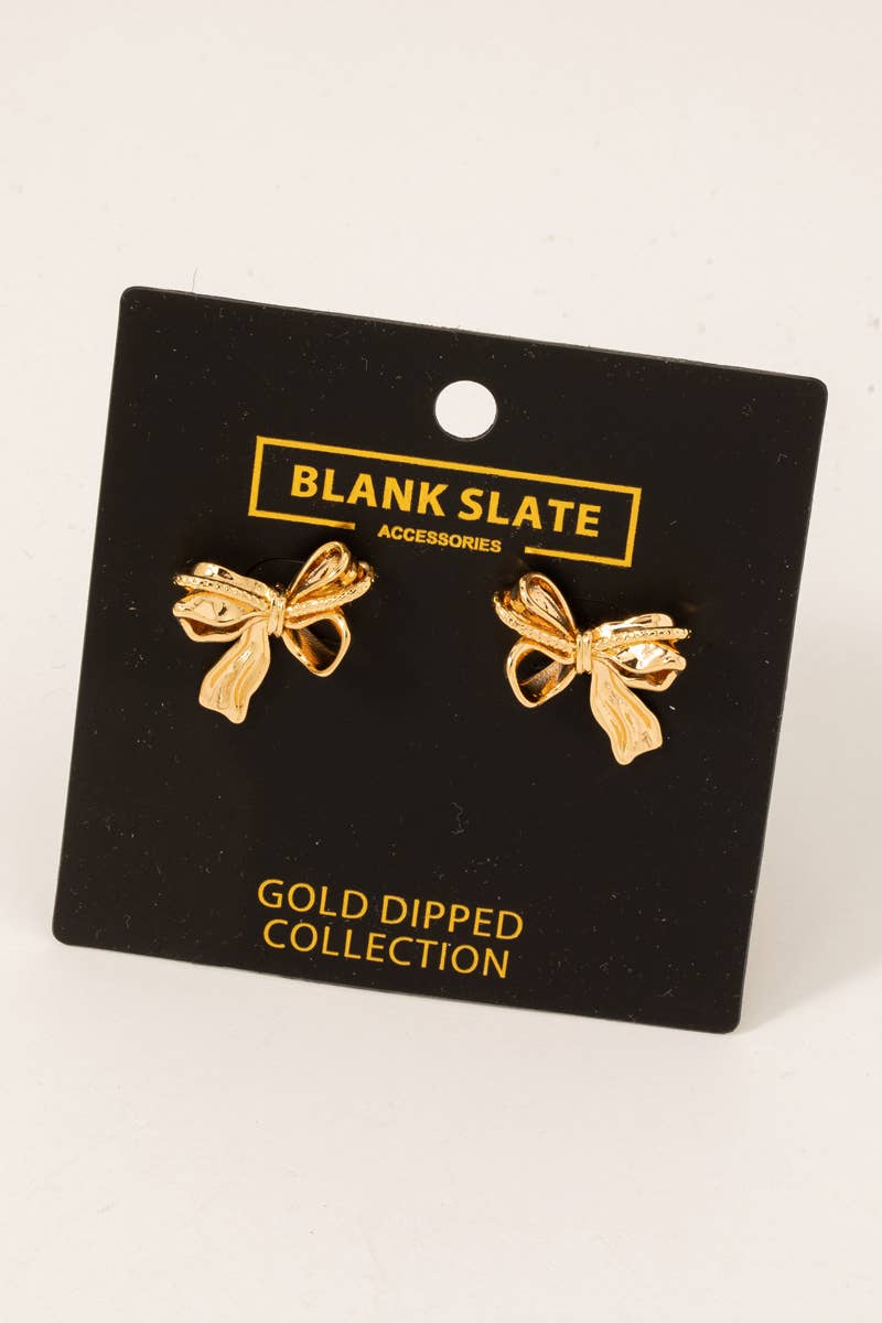 Gold Dipped Bow Stud Earrings