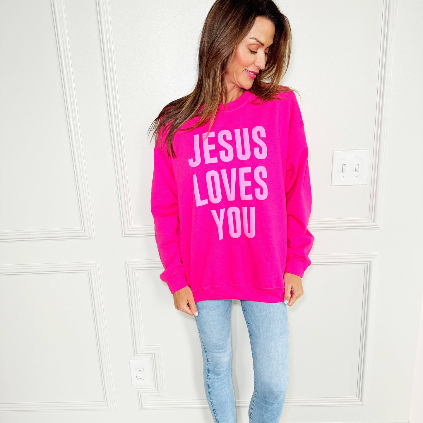 Puff Jesus Loves You Youth & Adult Sweatshirt