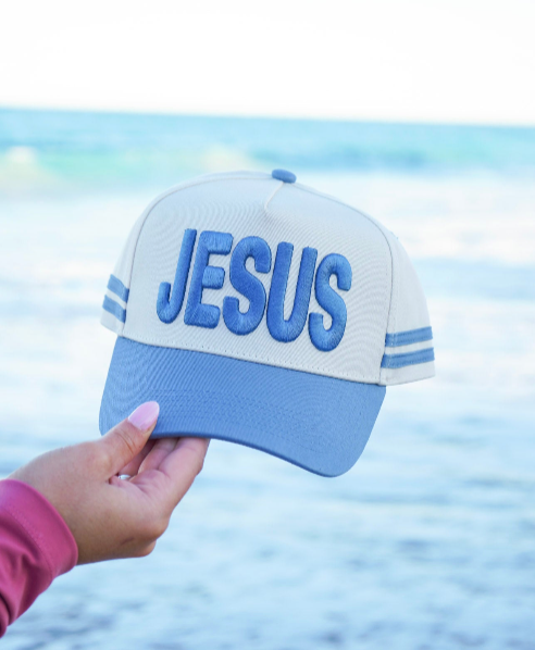Blue Vintage Jesus Trucker Hat