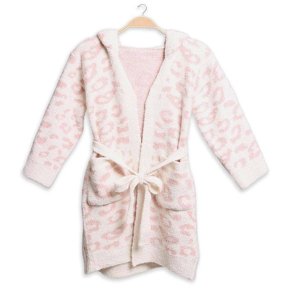 Kids Leopard Print Hooded Cozy Robe