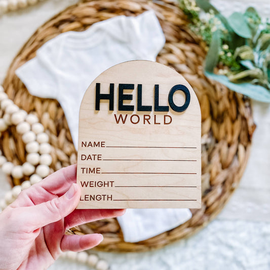 Modern Arch Hello World Birth Stat Sign