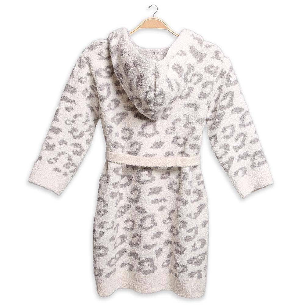 Kids Leopard Print Hooded Cozy Robe