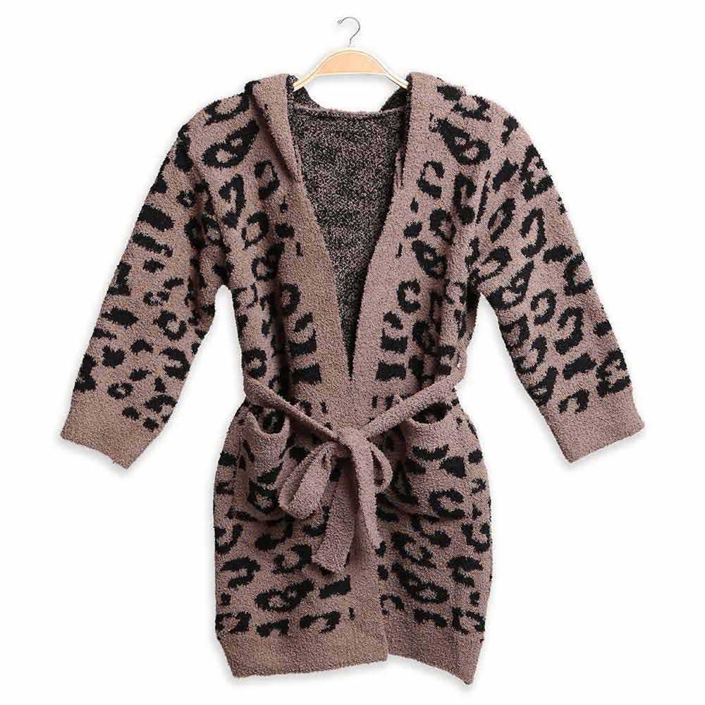 Kids Leopard Print Hooded Cozy Robe