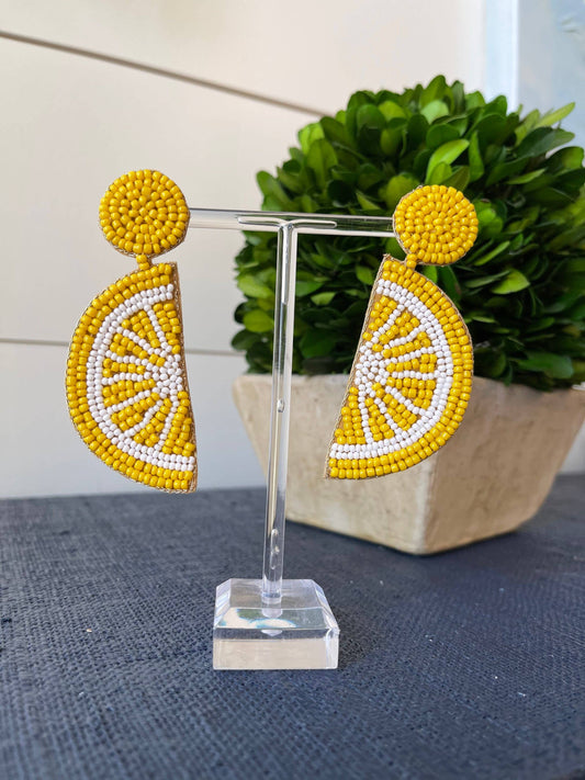 Lemon Slice Beaded Earrings