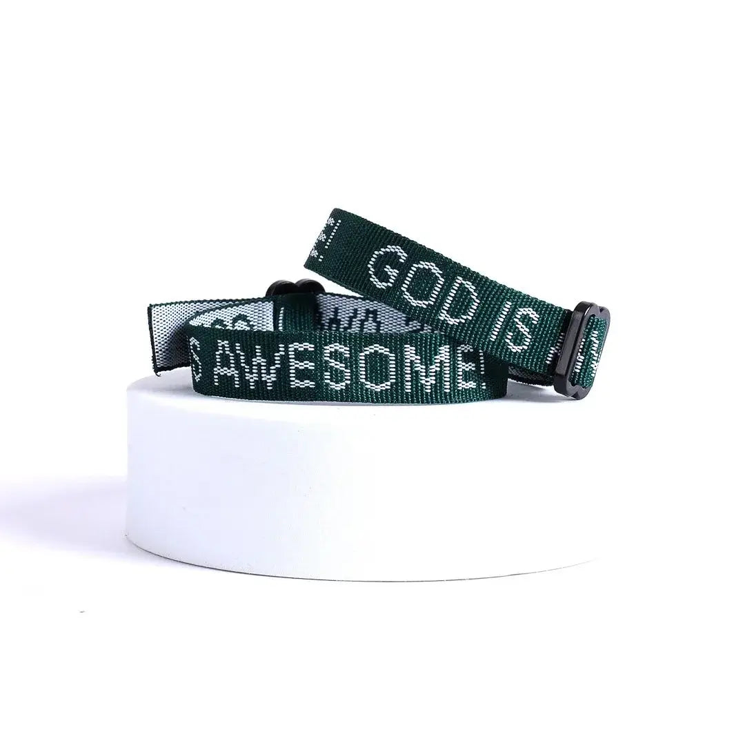 Bracelet Woven God Is Awesome Hunter Green
