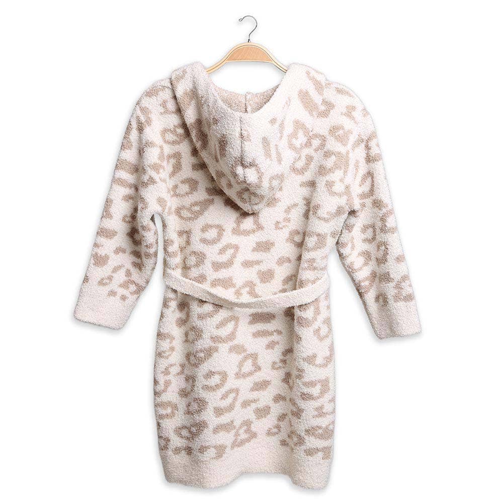 Kids Leopard Print Hooded Cozy Robe