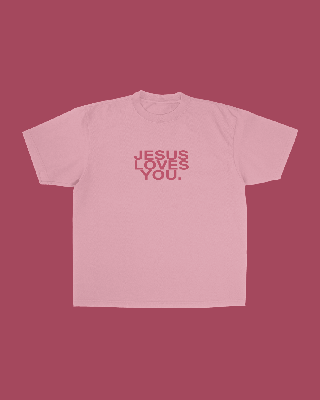 Pink Clay Jesus Loves You Tee