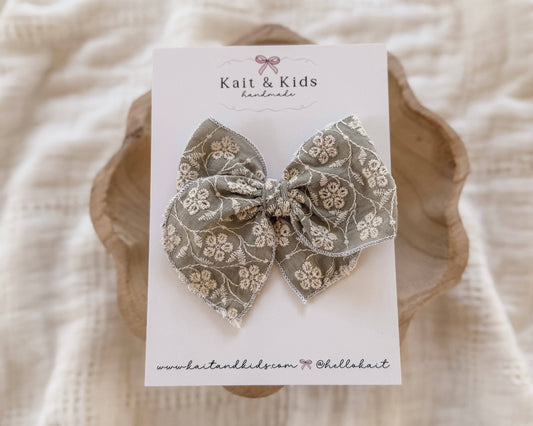 Cotton Olive Bow