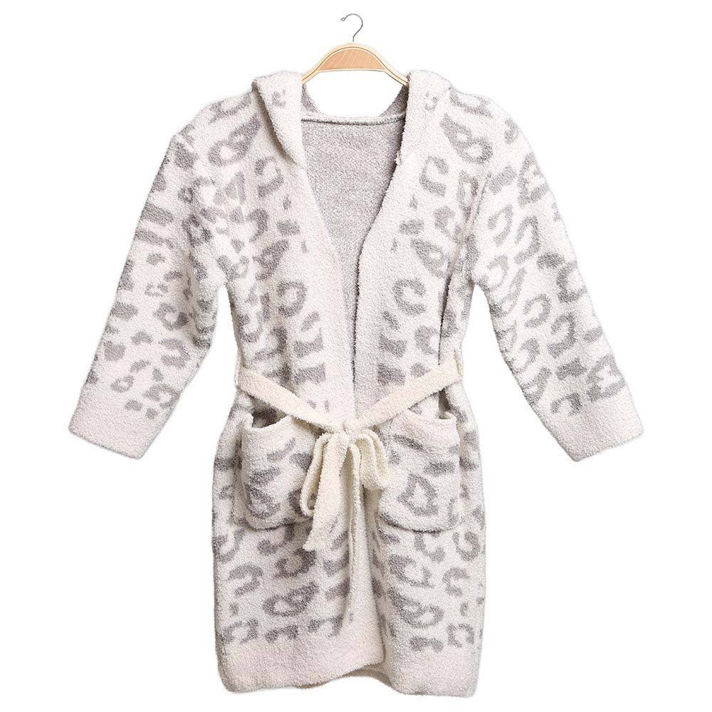 Kids Leopard Print Hooded Cozy Robe