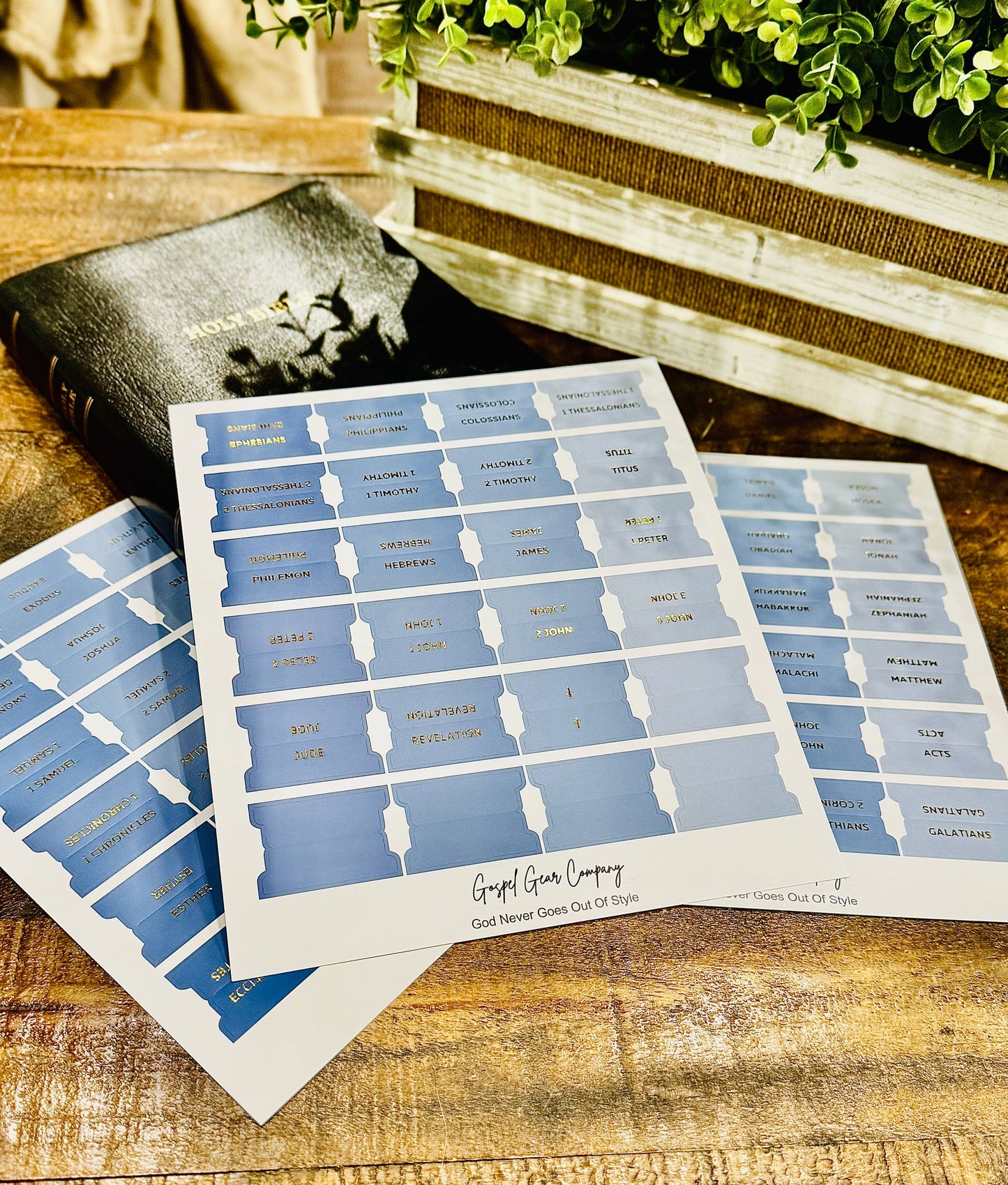 Gold Foil Ocean Breeze Bible Tabs