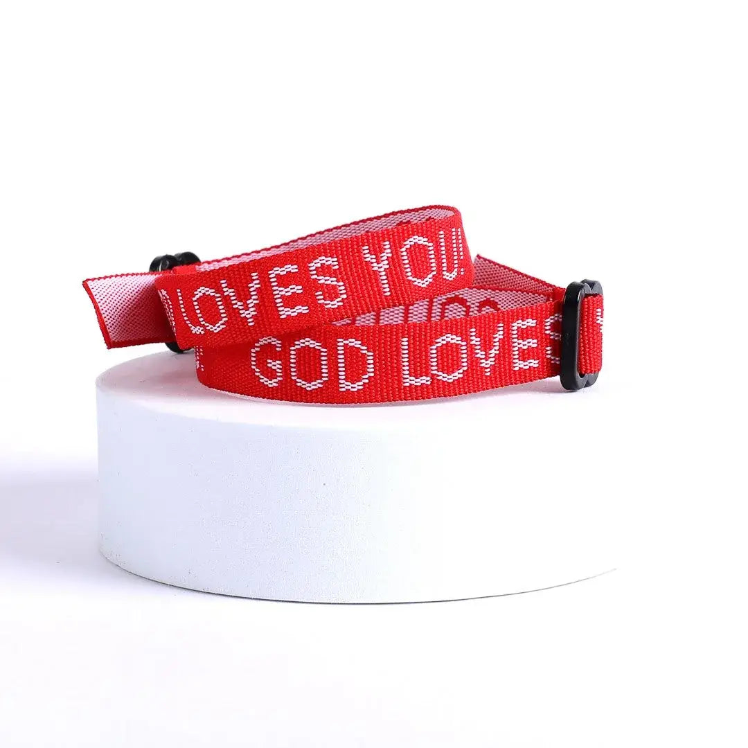 Bracelet Woven God Loves You Red