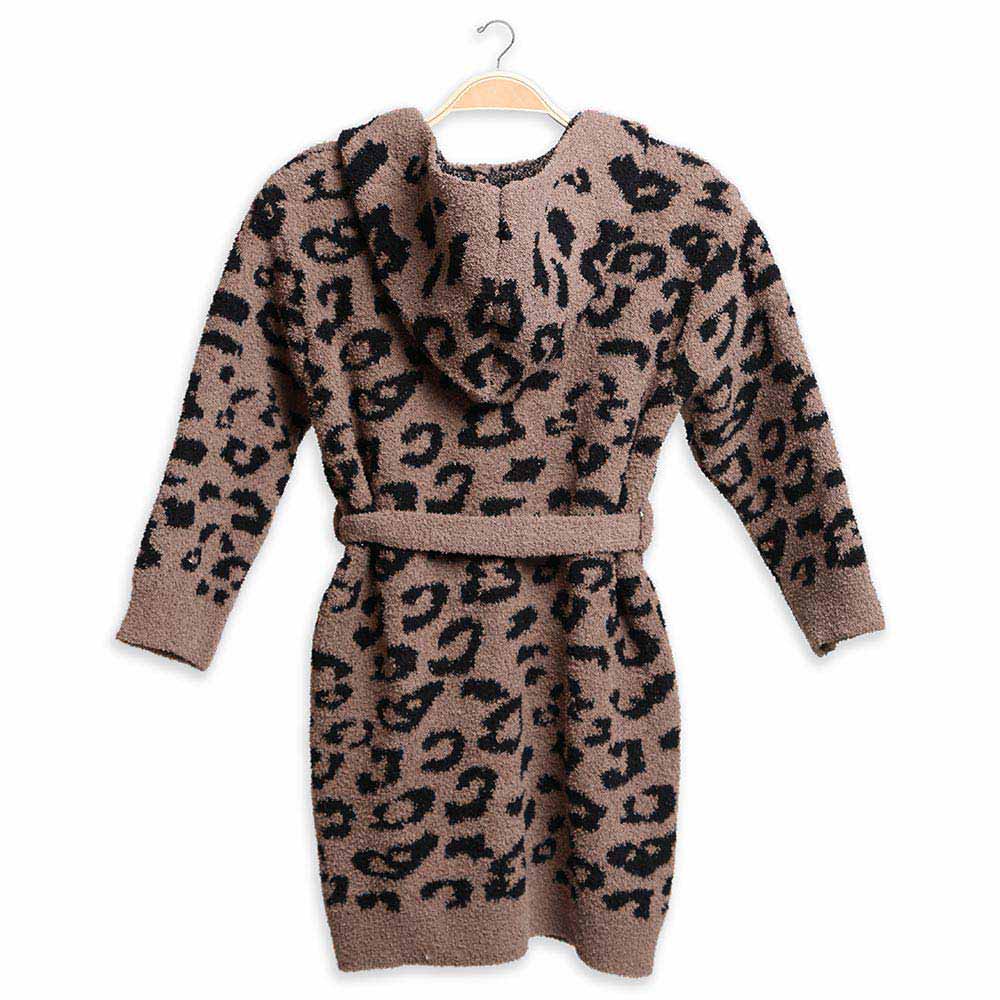 Kids Leopard Print Hooded Cozy Robe